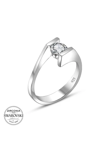 Swarovski Sertifikalı Tektaş 925 Gümüş Yüzük - 2