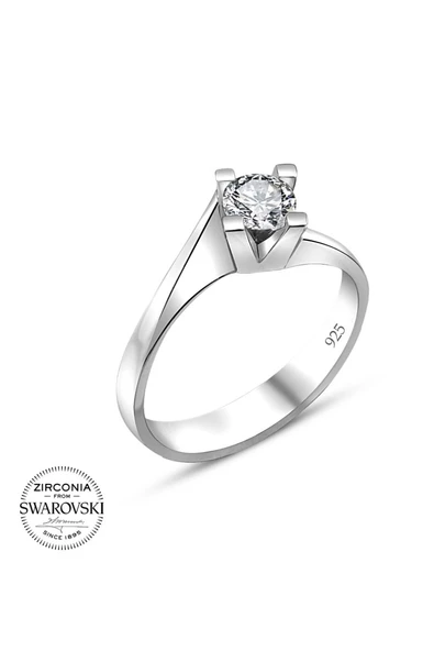 Sertifikalı Swarovski Üst Kalite Tek Taş 925 Gümüş Yüzük - Resim 2