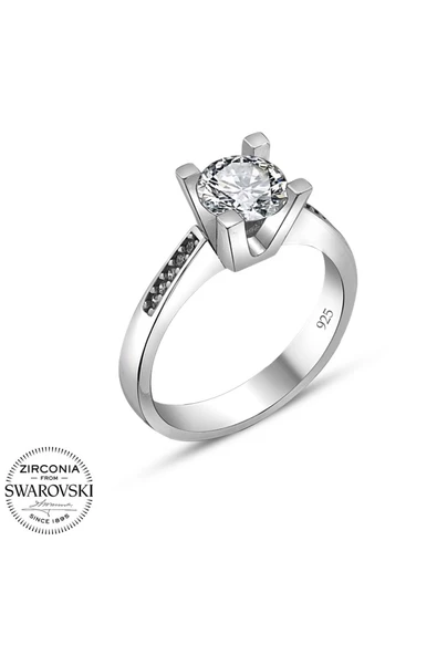Sertifikalı Swarovski Pırlanta Montür 925 Gümüş Yüzük - 2