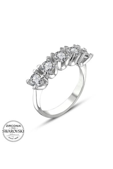 Sertifikalı Swarovski Taş  Beştaş 925 Gümüş Yüzük - Resim 2