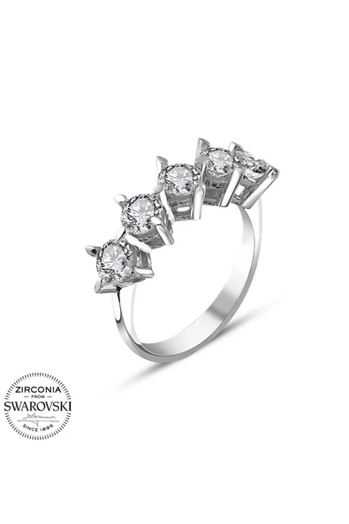 Orijinal Swarovski Pırlanta Modeli Beştaş 925 Gümüş Yüzük - 2