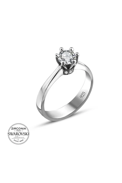 Swarovski Sertifikalı Tektaş 925 Gümüş Yüzük - Resim 2