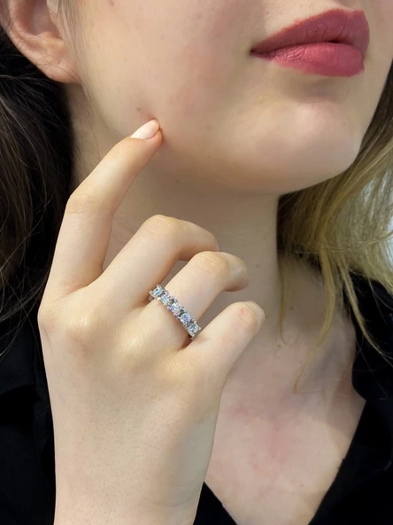 Sertifikalı Swarovski Taş Beştaş 925 Gümüş Yüzük ürün görseli