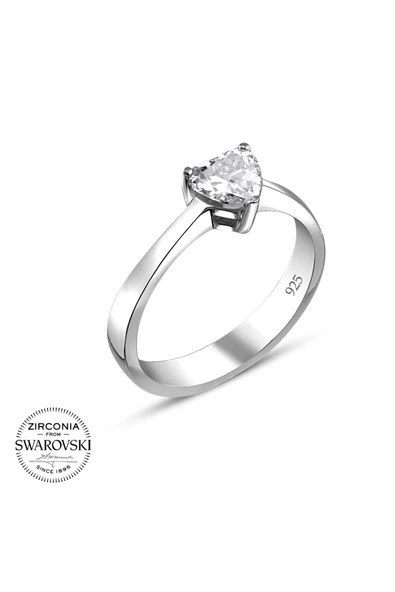 Swarovski Sertifikalı KALP Tek Taş 925 Gümüş Yüzük - 2