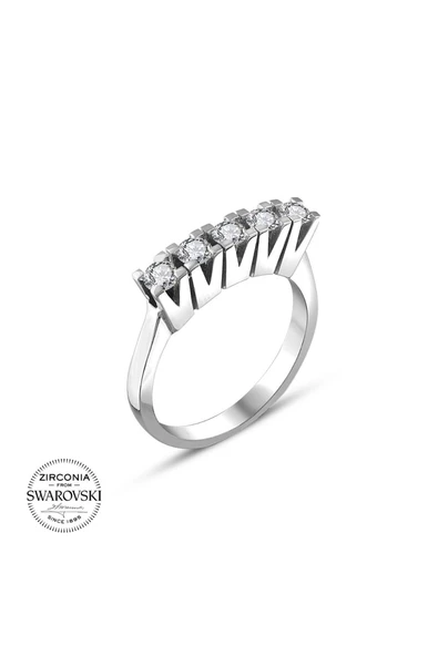 Sertifikalı Swarovski Beş Taş 925 Gümüş Yüzük - 2