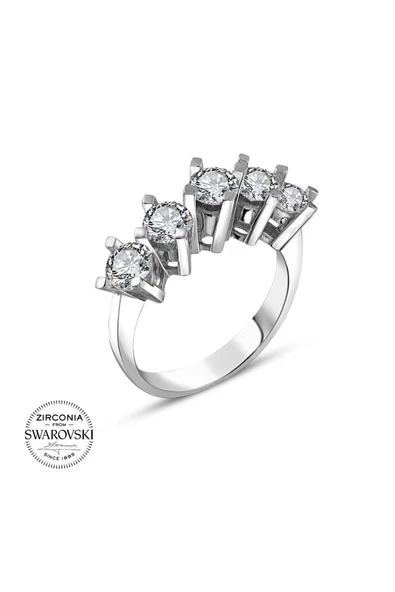 Orijinal Swarovski Pırlanta Model Beştaş 925 Gümüş Yüzük - Resim 2