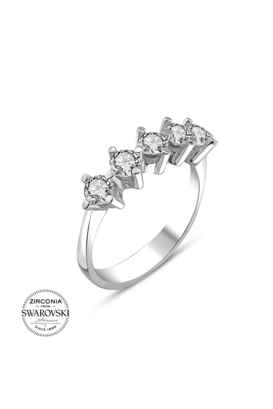 Sertifikalı Swarovski Beş Taş 925 Gümüş Yüzük - 2