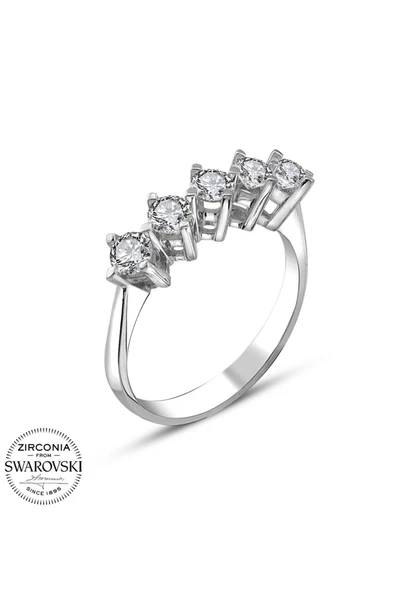 Sertifikalı Swarovski Taş Beştaş 925 Gümüş Yüzük - 2