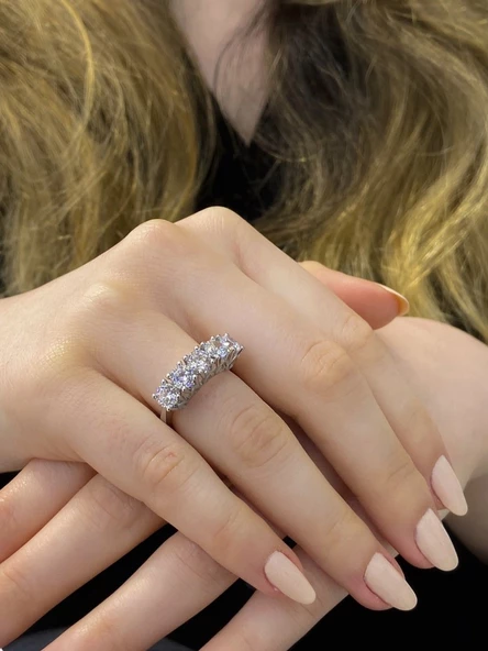 Orijinal Swarovski Pırlanta Model Beştaş 925 Gümüş Yüzük - 3