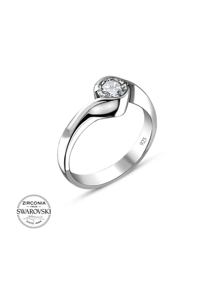 Swarovski Sertifikalı Sarmaşık Tektaş 925 Gümüş Yüzük - 2