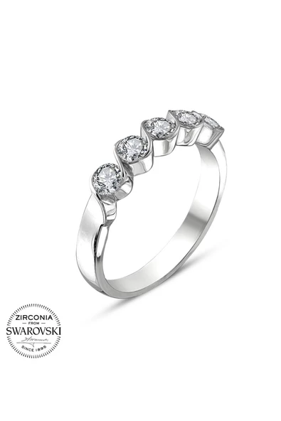 Sertifikalı Swarovski Beş Taş 925 Gümüş Yüzük - Resim 2