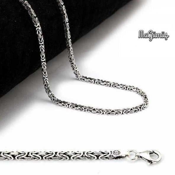 Kral Zinciri Köşeli Gümüş Erkek 60 cm Zincir - Resim 2