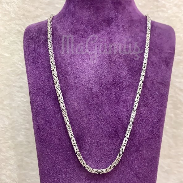 Kral Zinciri Köşeli Gümüş Erkek 60 cm Zincir - Resim 3