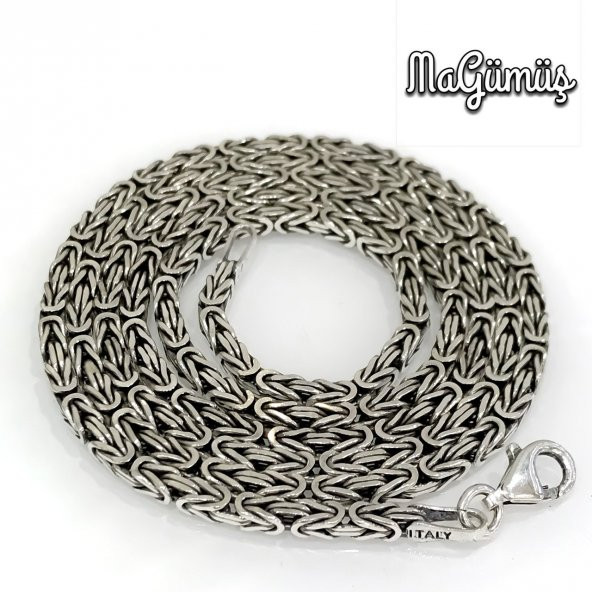 Kral Zinciri Köşeli Gümüş Erkek 60 cm Zincir - Resim 4