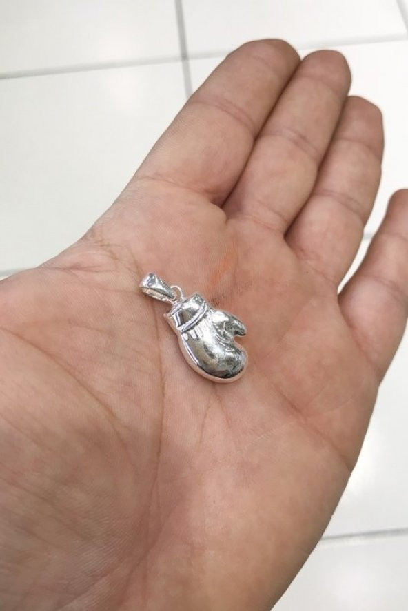Boks Eldiveni Gümüş Erkek Kolye Ucu - 3