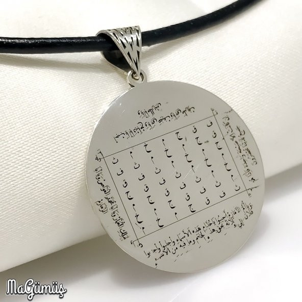 Tılsım Vefkli Ayetel Kürsi Dualı Madalyon Gümüş Kolye - 2
