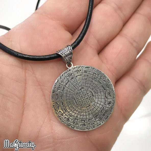 Tılsım Vefkli Ayetel Kürsi Dualı Madalyon Gümüş Kolye - 3