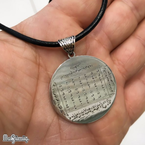 Tılsım Vefkli Ayetel Kürsi Dualı Madalyon Gümüş Kolye - 4