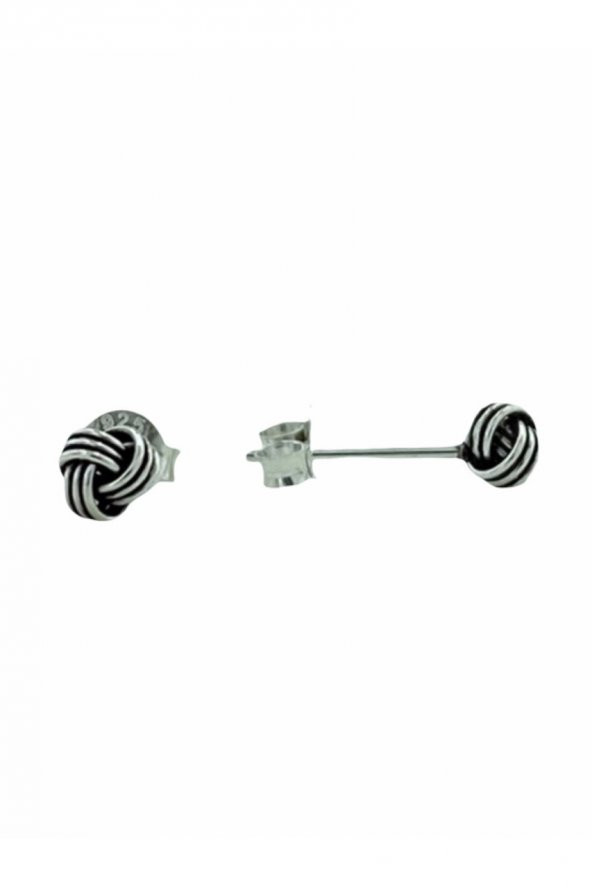 Minik Çivili Yumak Top Küpe 925 Gümüş Küpe - 2