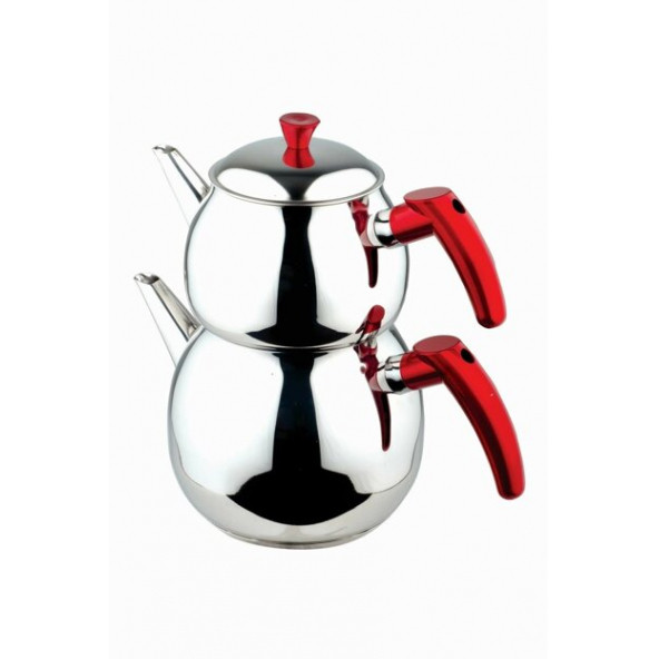 Şahane Orta Boy Paslanmaz Çelik Çaydanlık KENDİNDEN SÜZGEÇLİ - Resim 3