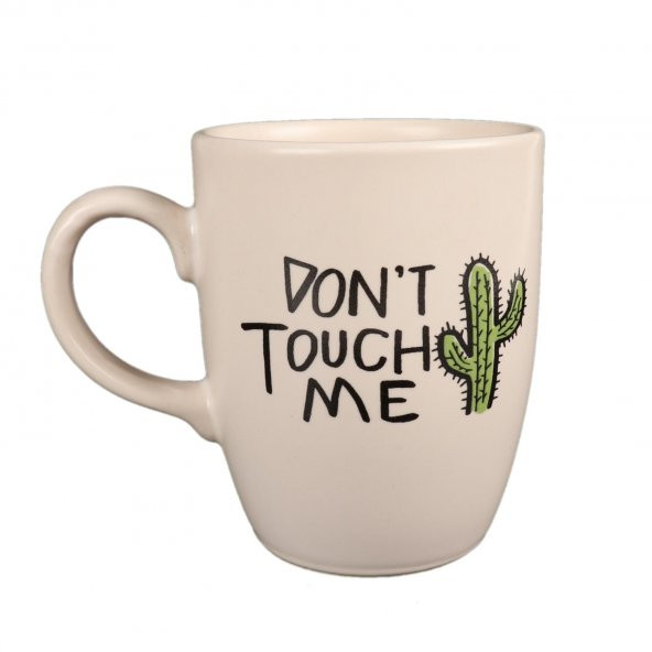 BEYAZ DONT TOUCH ME KAKTÜS TASARIM KUPA