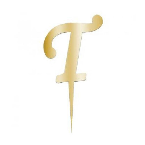 T Gold Pleksi Pasta ve Cupcake Harf
