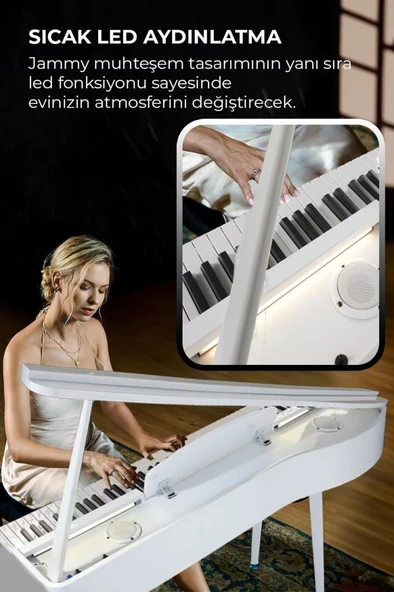 Maxword JAMMY Yüksek Kaliteli Hammer Action 88 Tuşlu Dijital Piyano (Beyaz) - Resim 8