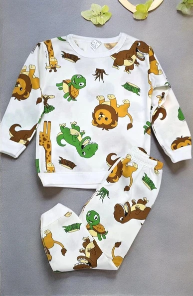 Dinazorlu Aslanlı Erkek Bebek Pijama Takım