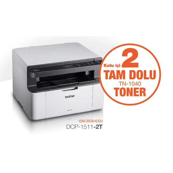 BROTHER DCP-1511-2T MONO LAZER YAZ/TAR/FOT x2 TONER