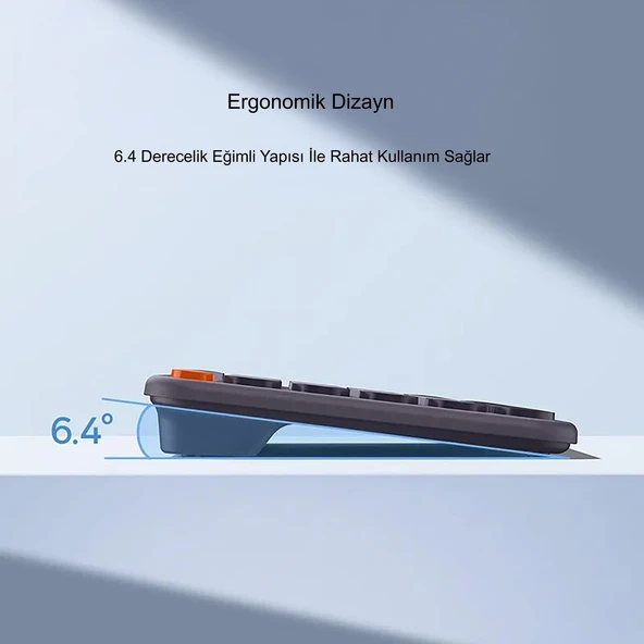 TriLine Baseus Kablosuz Bluetooth 5.0 İngilizce Sessiz Klavye Universal Çoklu Bağlantı 2.4GHz - Resim 6