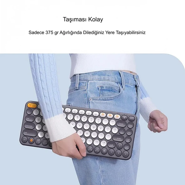 TriLine Baseus Kablosuz Bluetooth 5.0 İngilizce Sessiz Klavye Universal Çoklu Bağlantı 2.4GHz - Resim 7