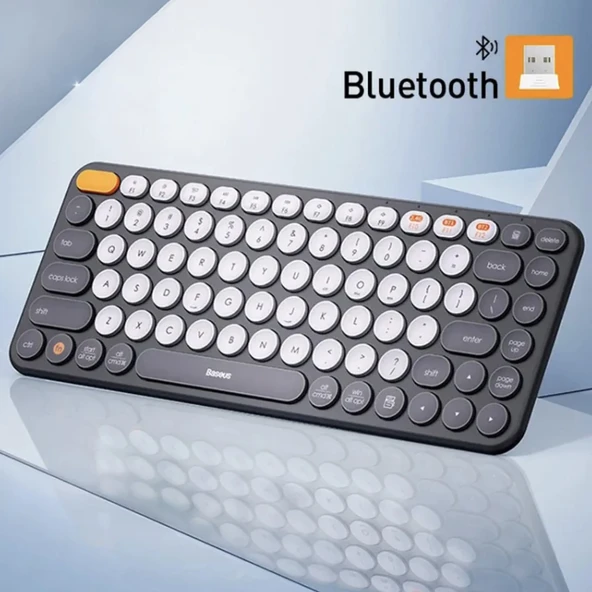 TriLine Baseus Kablosuz Bluetooth 5.0 İngilizce Sessiz Klavye Universal Çoklu Bağlantı 2.4GHz - Resim 5