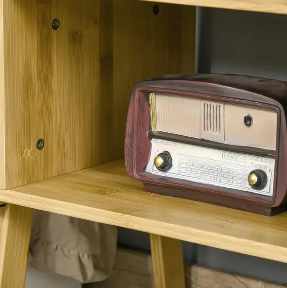 Bambu 2 Katlı Oturma Odası Yatak Odası Komodini Raflı Komodin Sehpa - Resim 4