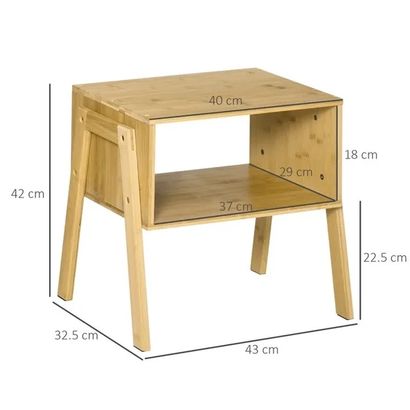 Bambu 2 Katlı Oturma Odası Yatak Odası Komodini Raflı Komodin Sehpa - Resim 5