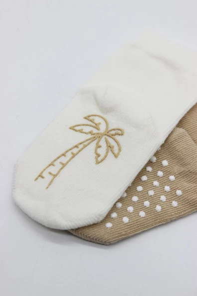 Bebek Organik Figürlü Penye Kaymaz 2'li Soket Çorap - Resim 2