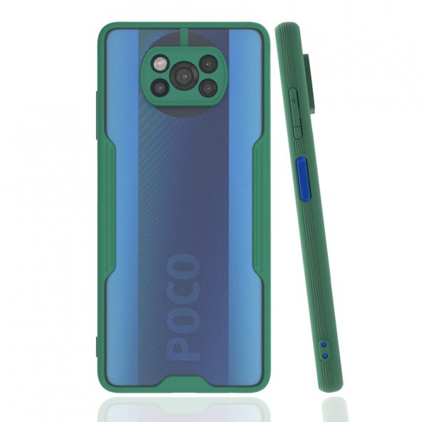 KNY Xiaomi Poco X3 NFC Kılıf Silikon Kenarlı Buzlu Kamera Korumalı Parfe Kapak Yeşil