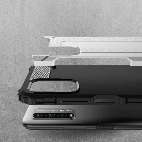 KNY Xiaomi Redmi Note 9 4G Kılıf Çift Katmanlı Armour Case Mavi - 4