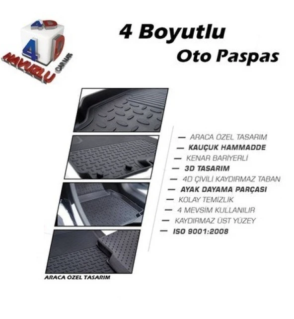 Mitsubishi L200 2005-2015 Refref 4D Havuzlu Kauçuk Paspas - 3