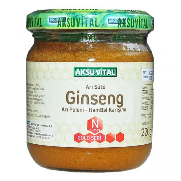 Aksu Vital Ginseng Arı Sütü Arı Poleni Bal Karışımı 220 Gr Ücretsiz Kargo