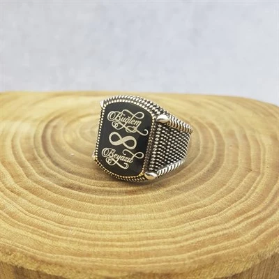 Gümüş Kaligrafi İsimli Erkek Yüzük ürün görseli