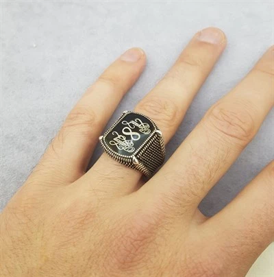 Gümüş Kaligrafi İsimli Erkek Yüzük - Resim 2