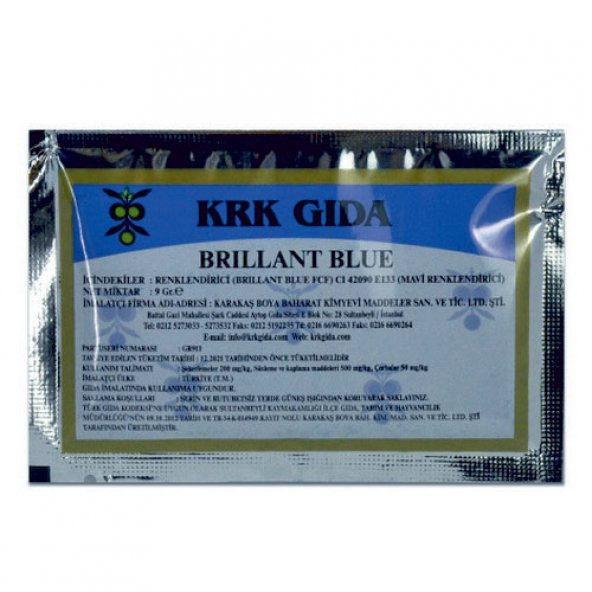 Krk Gıda Toz Gıda Boyası Mavi 9 Gr Ücretsiz Kargo