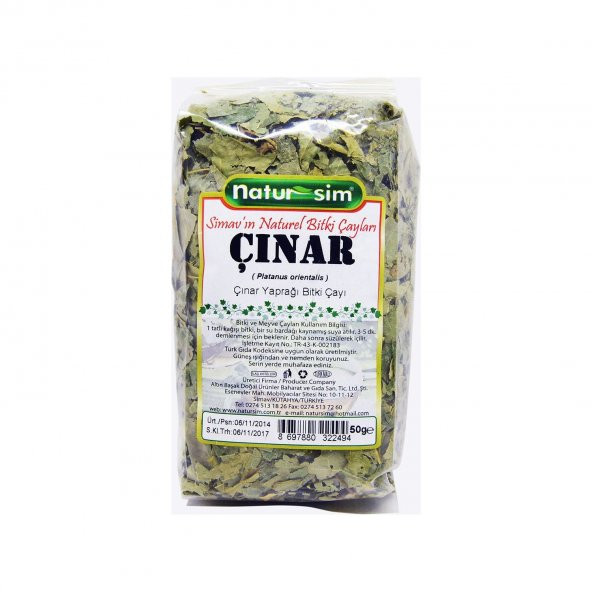 Natursim Çınar Yaprağı Bitki Çayı 50 Gr Ücretsiz Kargo