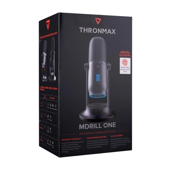 Thronmax M2G MDRILL ONE Gri USB 48Khz 16bit HD Kayıt 3,5mm ses Kontrol Led Type-C Mikrofon - 4