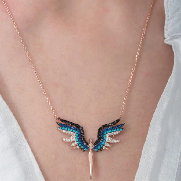 Bayan Melek Gümüş Kolye - 2