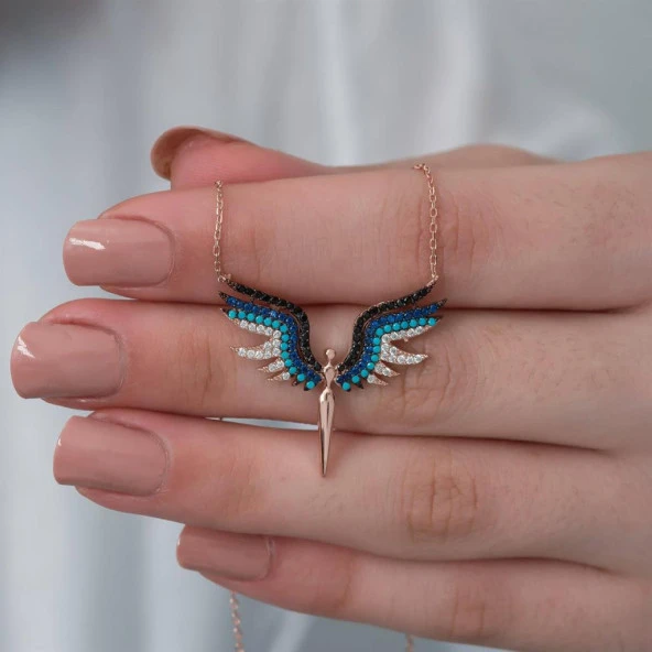 Bayan Melek Gümüş Kolye - 3