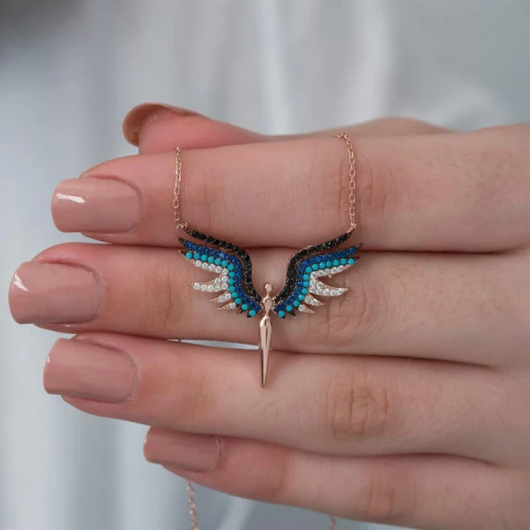 Bayan Melek Gümüş Kolye - 10