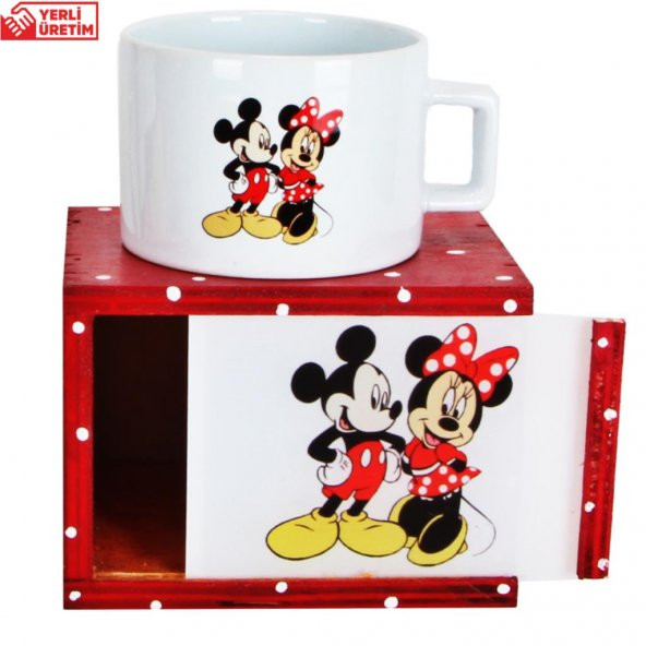 Mickey Mouse Minnie Mouse Işıklı Biblo Masa Gece Lambası Mickey Minnie Kutulu Kupa Hediye Seti - 3