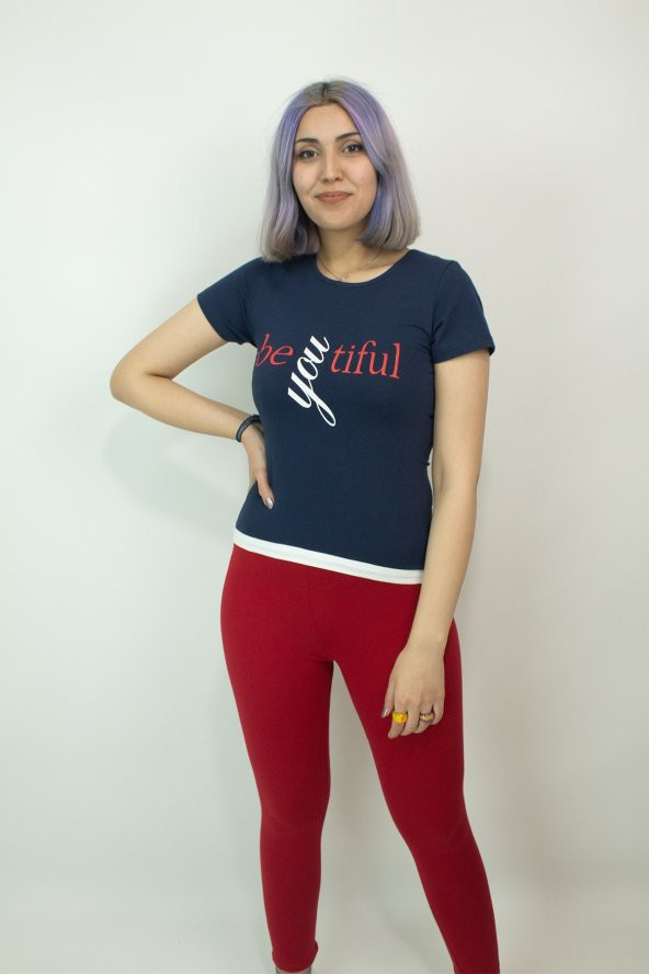 Teknur Taytlı Pijama Takımı Lacivert-Kırmızı