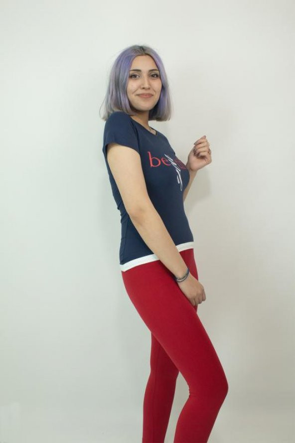 Teknur Taytlı Pijama Takımı Lacivert-Kırmızı - 2